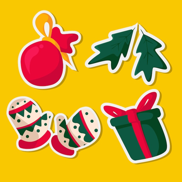 Vector vector hand drawn christmas stiker gift