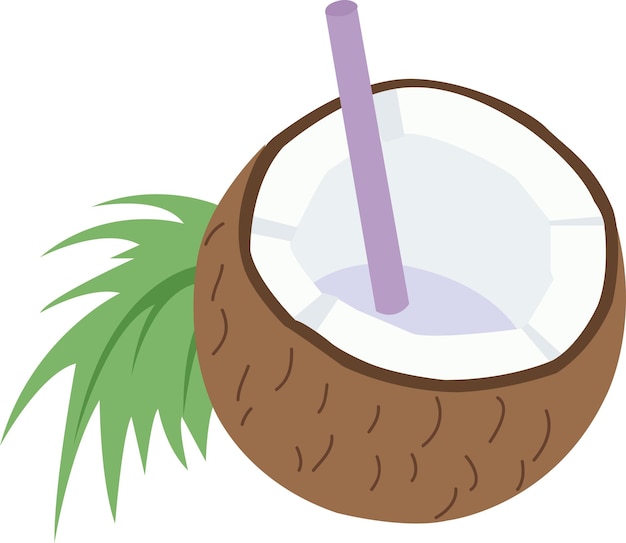 Vector vector hand drawn coconut cocktail