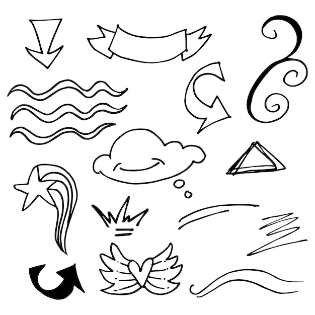 Vector hand drawn collection of design element cartoon style use for concept design