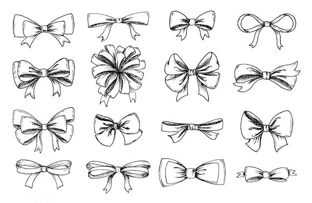 Vector vector hand drawn collection of lush bows