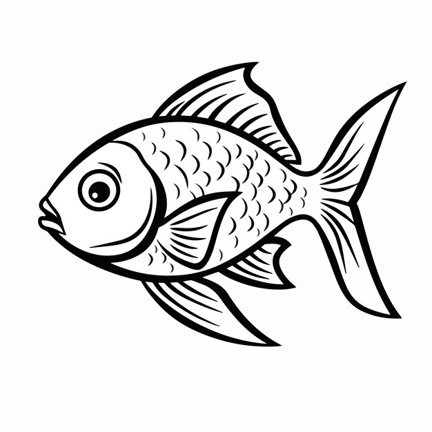 手描きの塗り絵の魚のベクトル