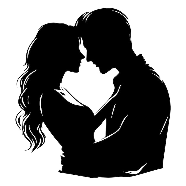 vector hand drawn couple silhouette