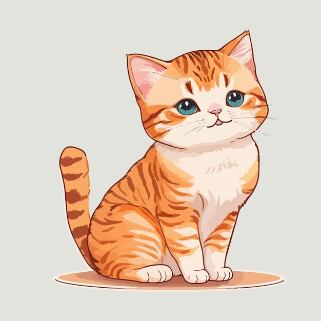 Vector hand drawn cute cat illustration