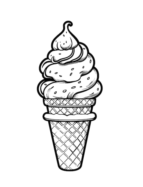 Векторная ручная иллюстрация для раскрашивания сладкого мороженого