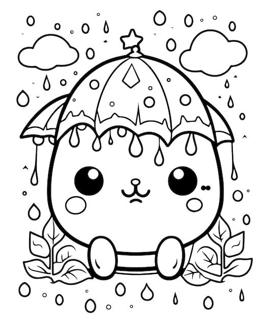 Vector hand drawn cute kawaii outline illustration