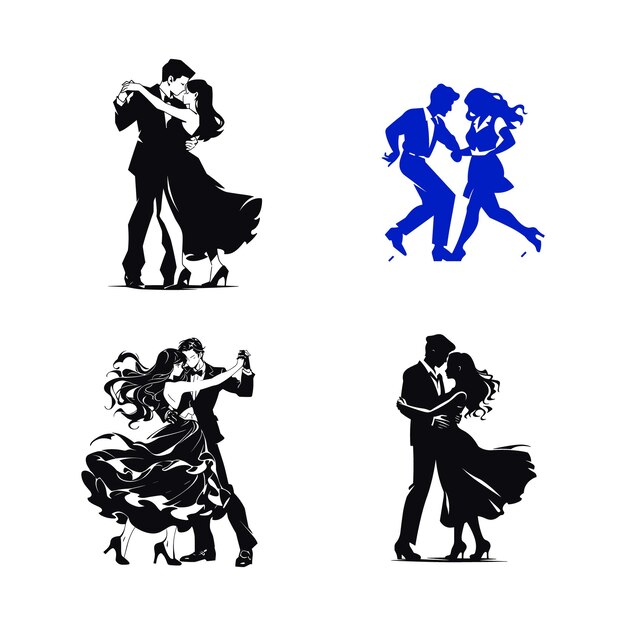 Vector vector hand drawn dancing silhouette or dancing icon