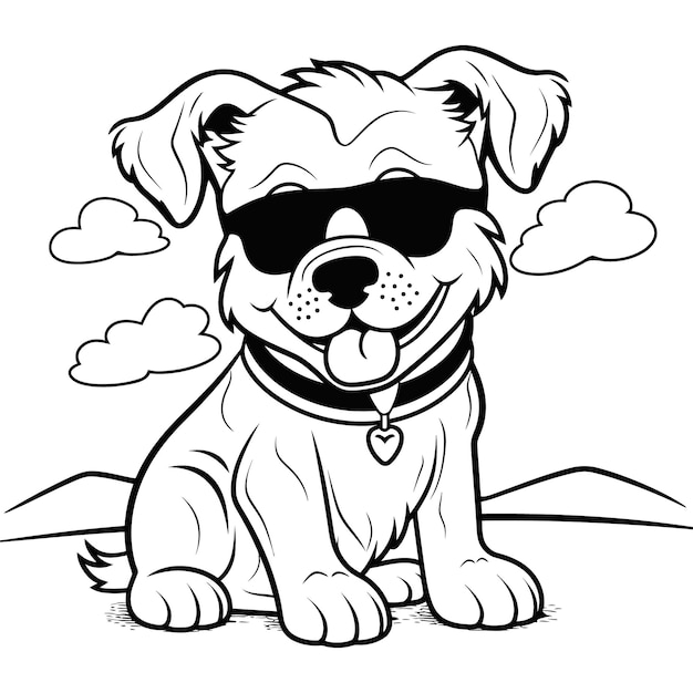 Vector vector hand drawn dog outline illustration for kdp coloring book