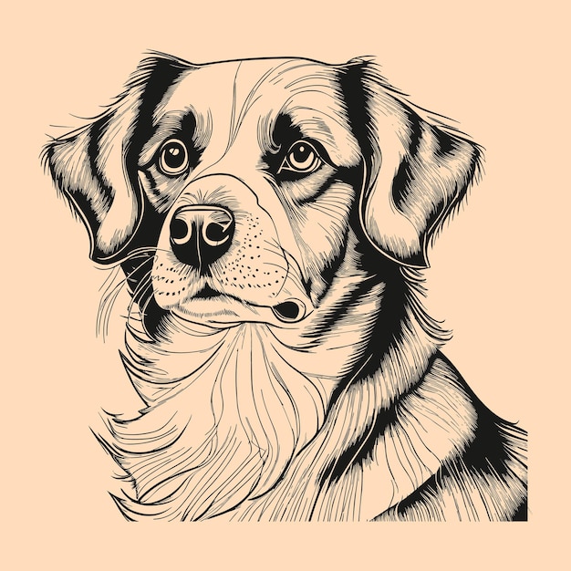 Векторная иллюстрация контура собаки ручной работы