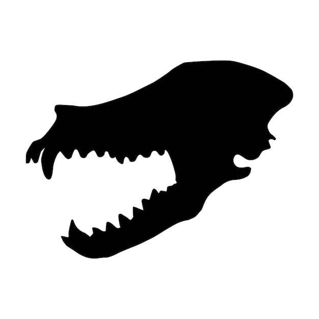 Vector hand drawn dog wolf skull silhouette