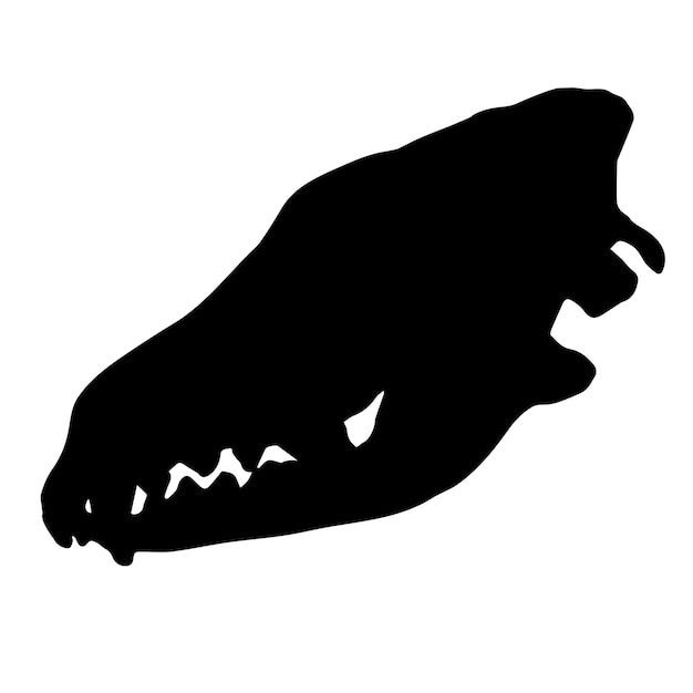 Vettore silhouette di teschio di lupo di cane disegnato a mano