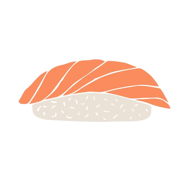 Vector hand drawn doodle colored salmon sushi