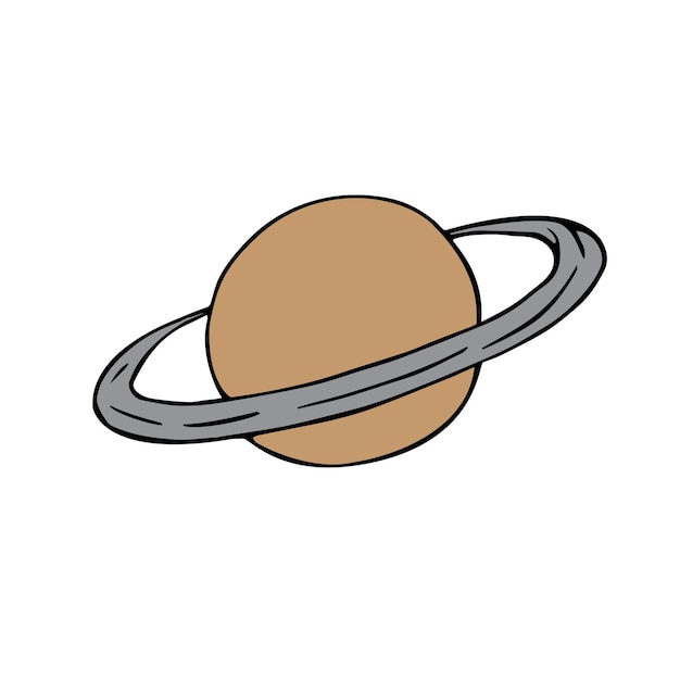 Vector hand drawn doodle colored Saturn planet