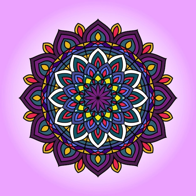 Vector hand drawn doodle mandala. Ethnic mandala with colorful tribal ornament. Isolated.