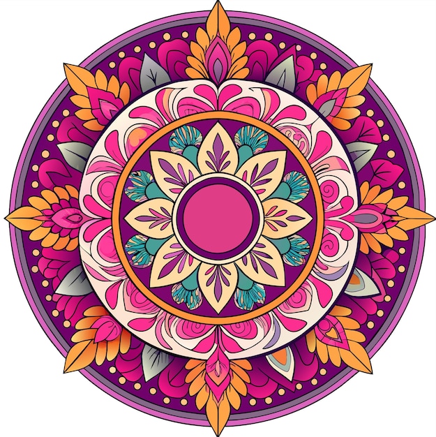 Vector vector hand drawn doodle mandala ethnic mandala with colorful tribal ornament