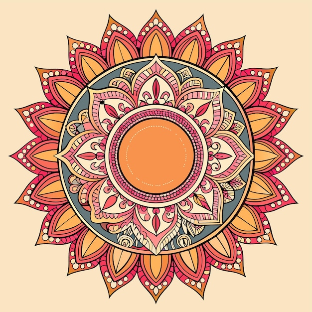 Vector hand drawn doodle mandala Ethnic mandala with colorful tribal ornament