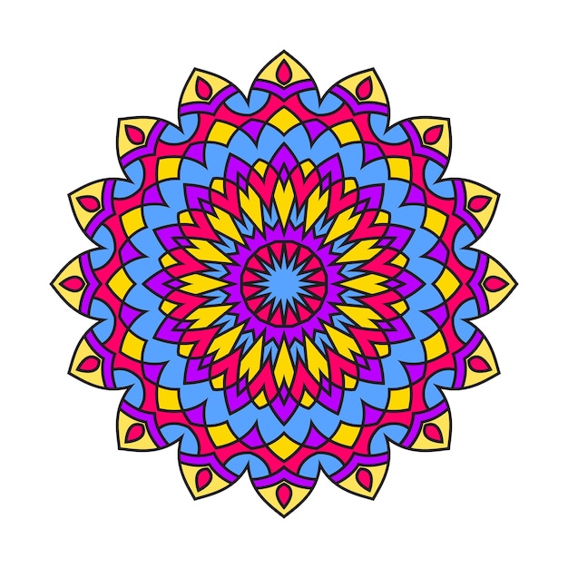 Vector hand drawn doodle mandala Ethnic mandala with colorful tribal ornament