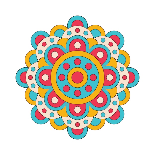 Mandala di doodle disegnato a mano di vettore mandala etnico con ornamento tribale colorato