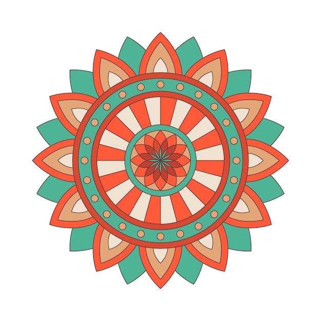 Vector hand drawn doodle mandala with colorful tribal ornament