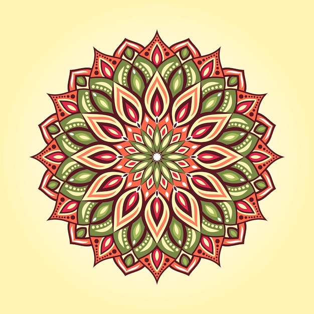 Mandala di doodle disegnato a mano di vettore con i cuori. mandala etnico con ornamento colorato