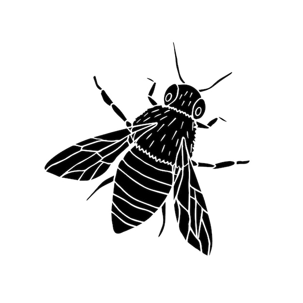 Vector hand drawn doodle sketch black bee