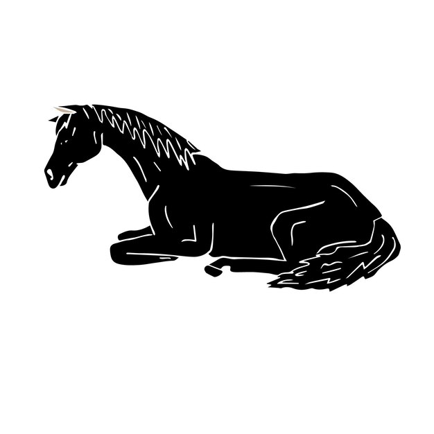 Vector vector hand drawn doodle sketch black laying horse