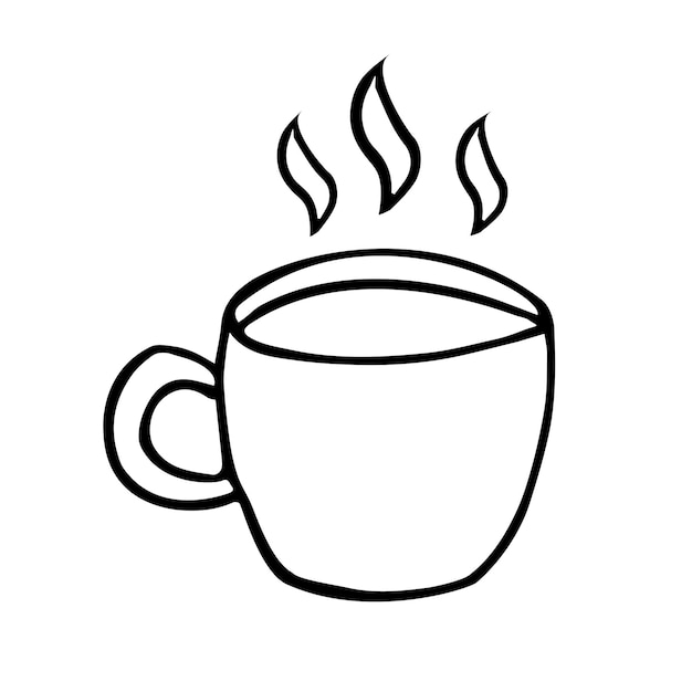 Tazza di caffè di schizzo di doodle disegnato a mano di vettore