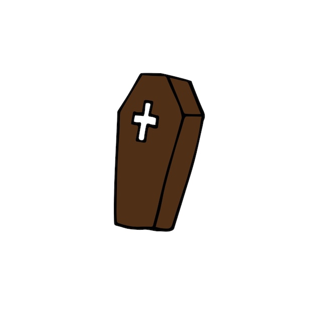 Vector hand drawn doodle sketch colored coffin