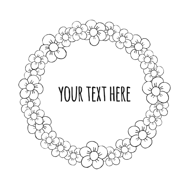 Vector hand drawn doodle sketch flower frame