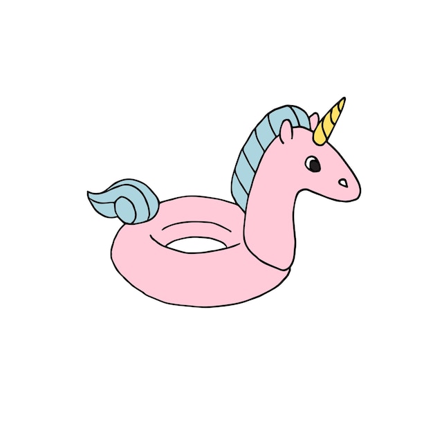 Vector hand drawn doodle sketch pink unicorn float