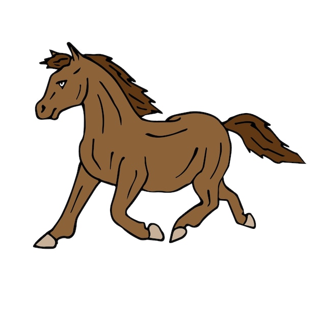 Вектор рисованной каракули эскиз пони лошадь