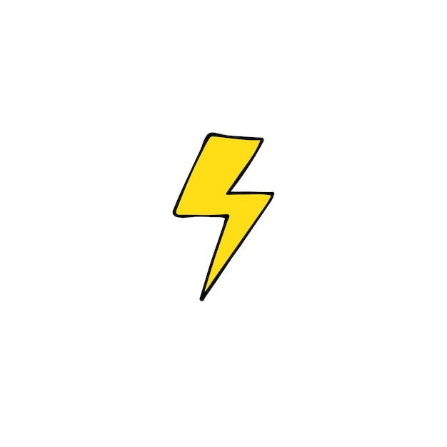 Vector hand drawn doodle sketch yellow lightning