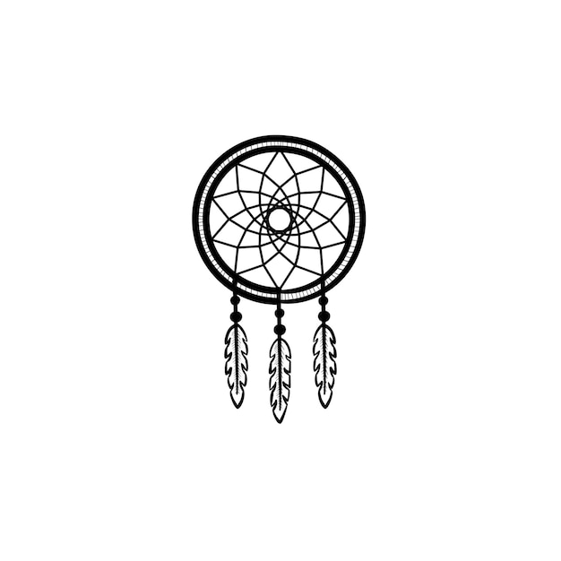 Vector hand drawn dreamcatcher outline doodle icon. dreamcatcher sketch illustration for print, web, mobile and infographics isolated on white background.