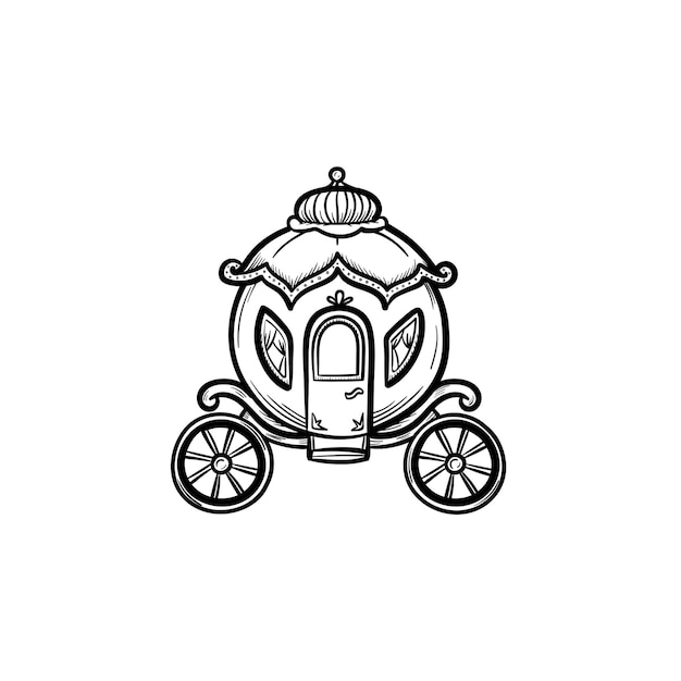 Vector hand drawn fairytale carriage outline doodle icon