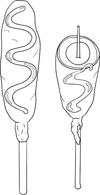 Illustrazione disegnata a mano degli alimenti a rapida preparazione di vettore. disegni da colorare con il cibo