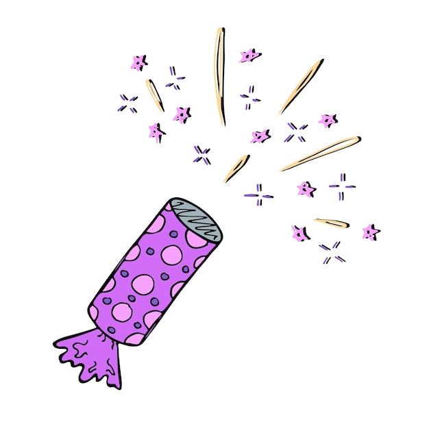 Illustrazione vettoriale di fuochi d'artificio disegnati a mano clipart per le vacanze carine