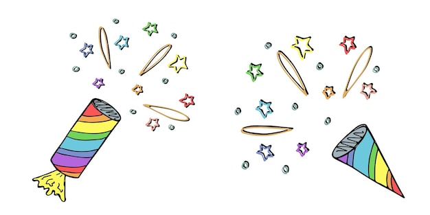 Vector hand drawn firework illustration Cute holiday clipart