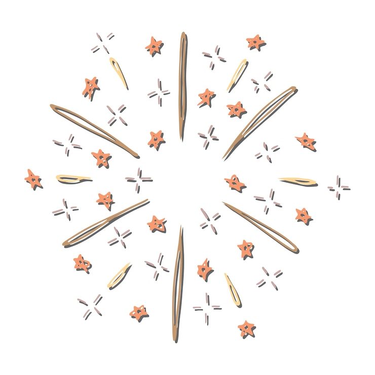 Vector vector hand drawn firework illustration cute holiday clipart