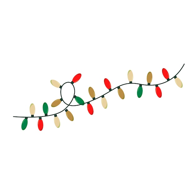 Vector hand drawn flat christmas lights