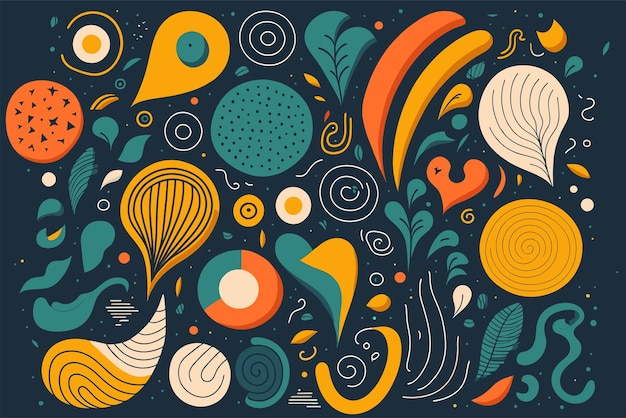 Vector hand drawn flat design abstract doodle pattern Geometric illustration