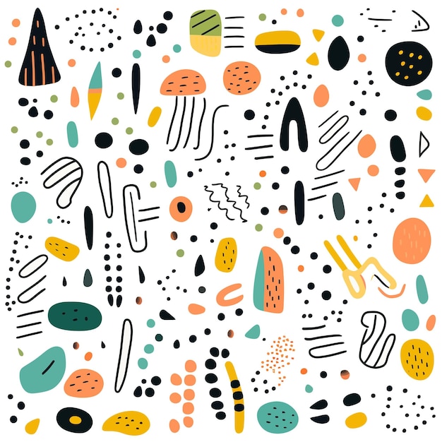 Vector hand drawn flat design abstract doodle pattern