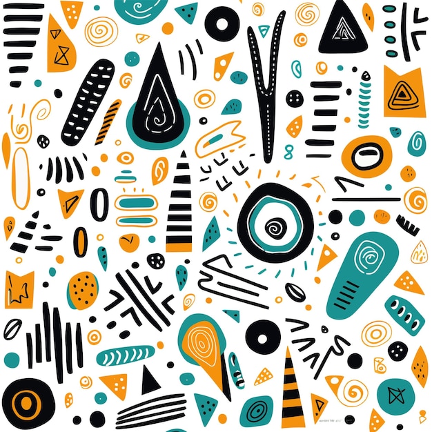 Vector hand drawn flat design abstract doodle pattern