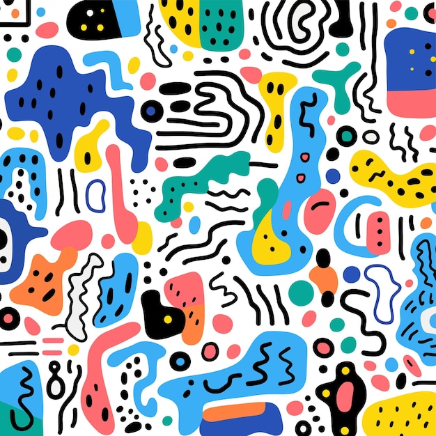 Vector hand drawn flat design abstract doodle pattern