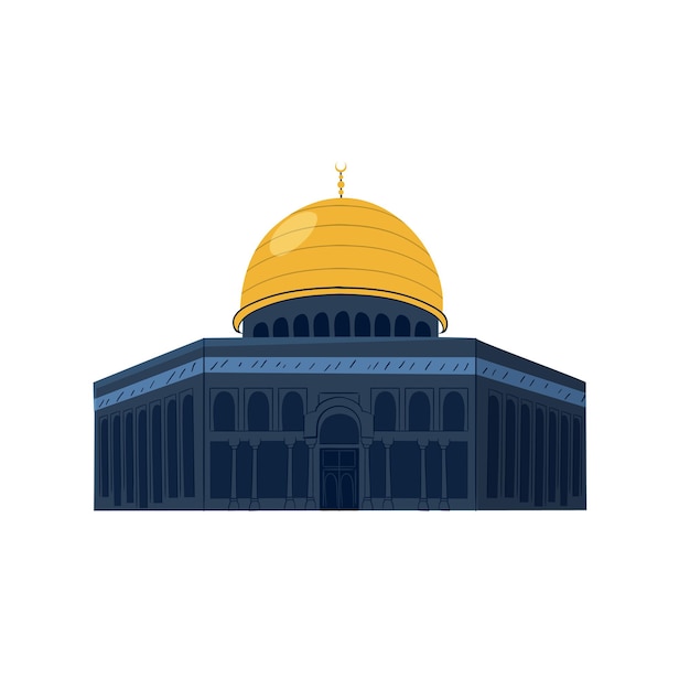 Vettore disegno piatto disegnato a mano di vettore illustrazione di al aqsa