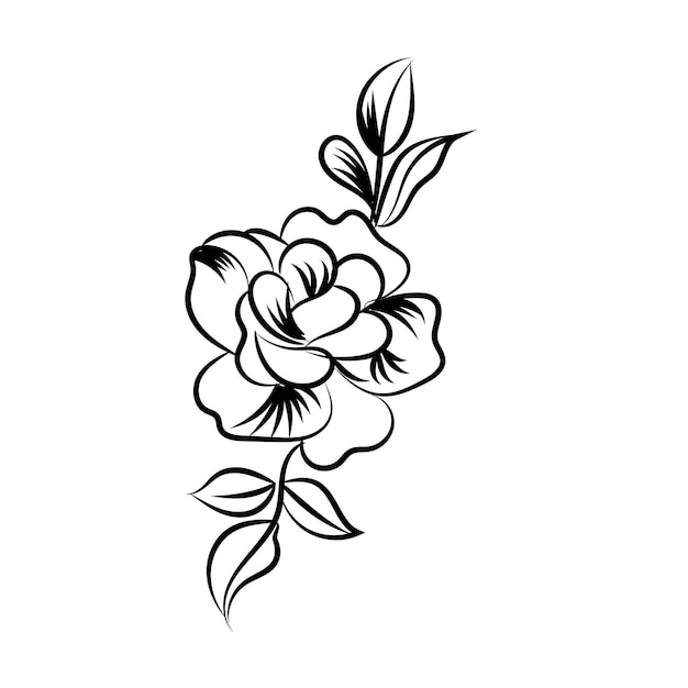 ベクトルで手描きのフラットデザインの花のシルエット