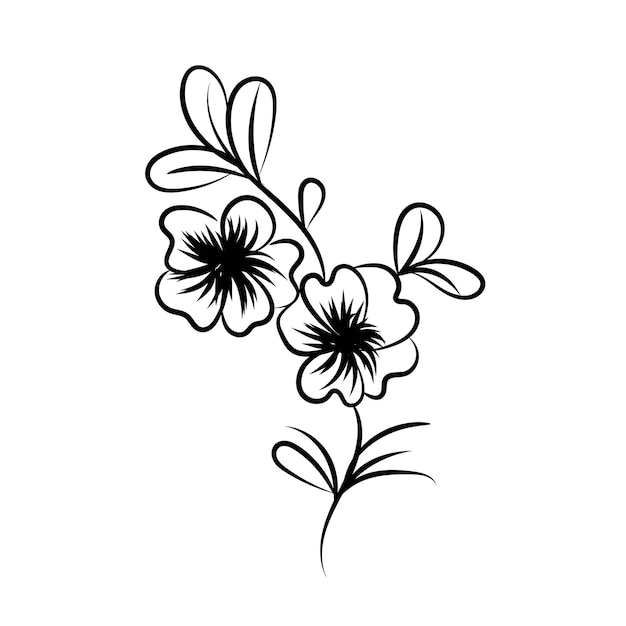 vector hand drawn flat design flower silhouettes
