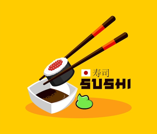 Vector hand drawn flat design japan food