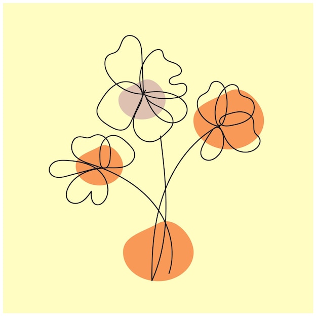 vector hand drawn flat design simple flower outline