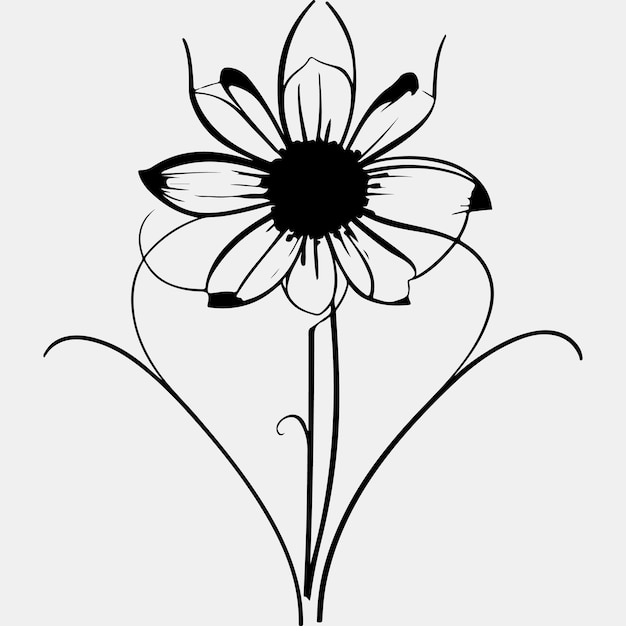 vector hand drawn flat design simple flower outline