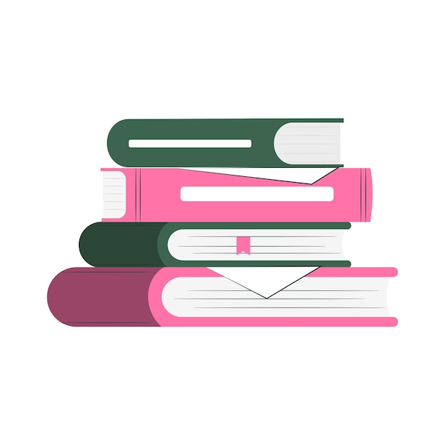 Vector hand drawn flat design stack of books illustration