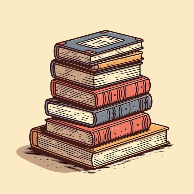 Vector vector hand drawn flat design stack of books with a simple and minimalist flat design style